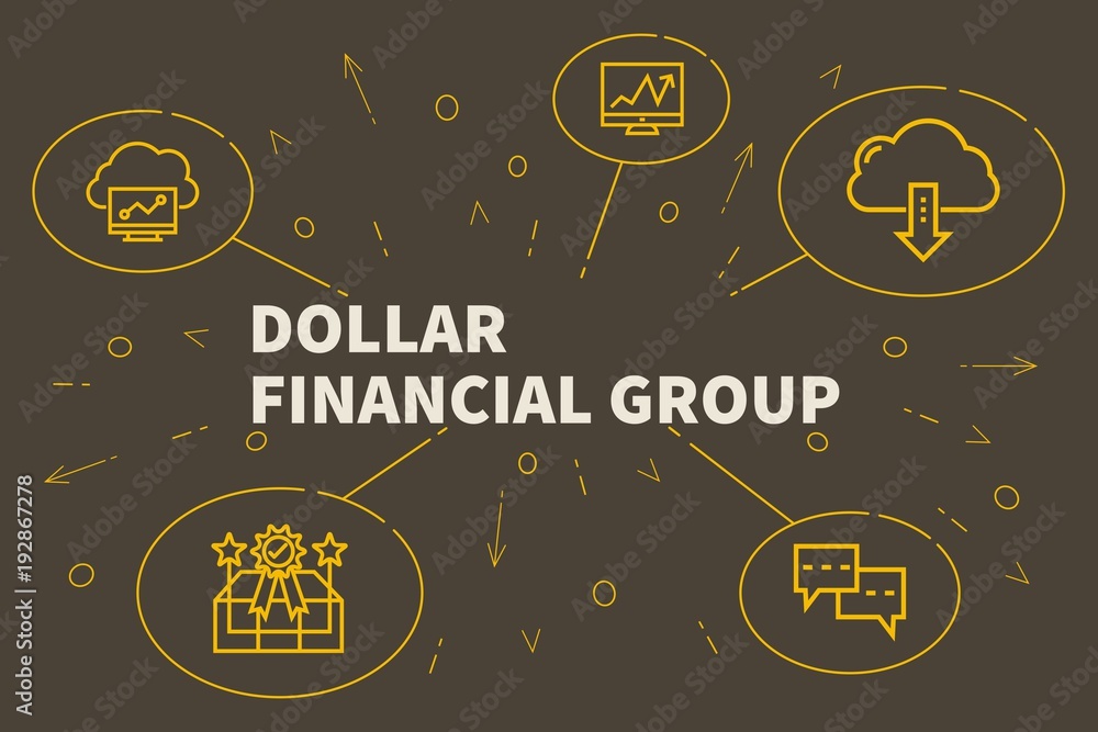 Business illustration showing the concept of dollar financial group