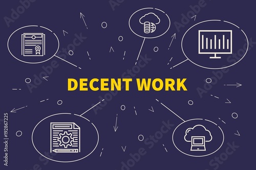 Business illustration showing the concept of decent work