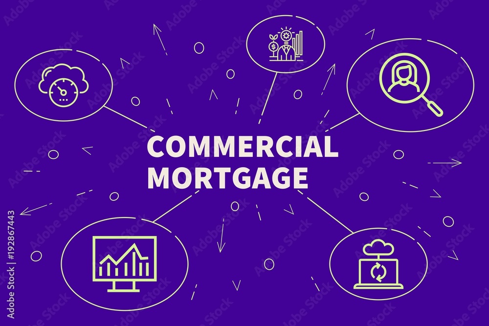 Business illustration showing the concept of commercial mortgage