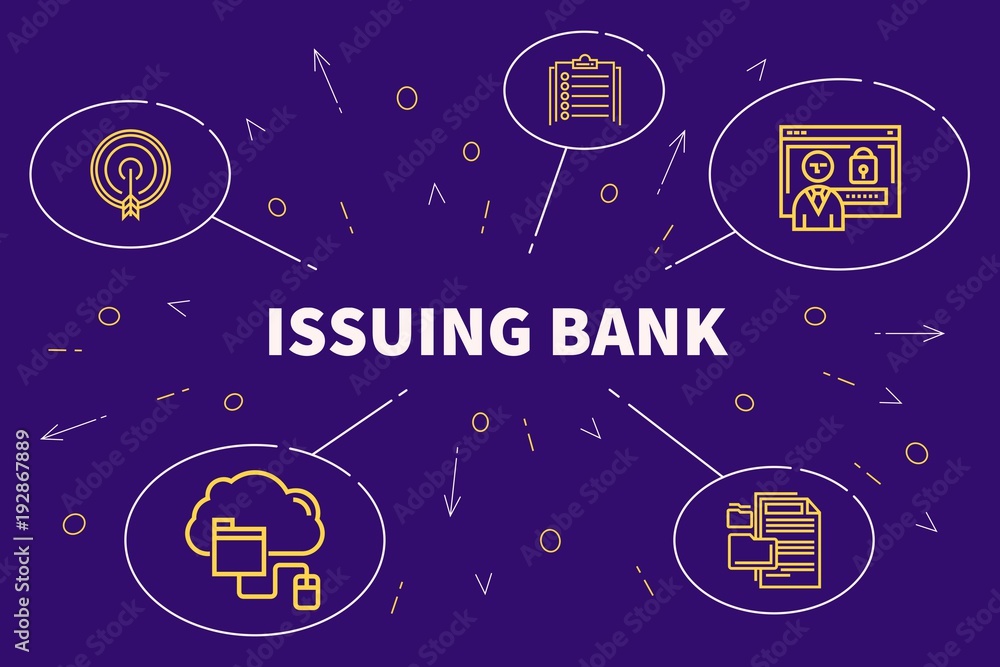 Business illustration showing the concept of issuing bank