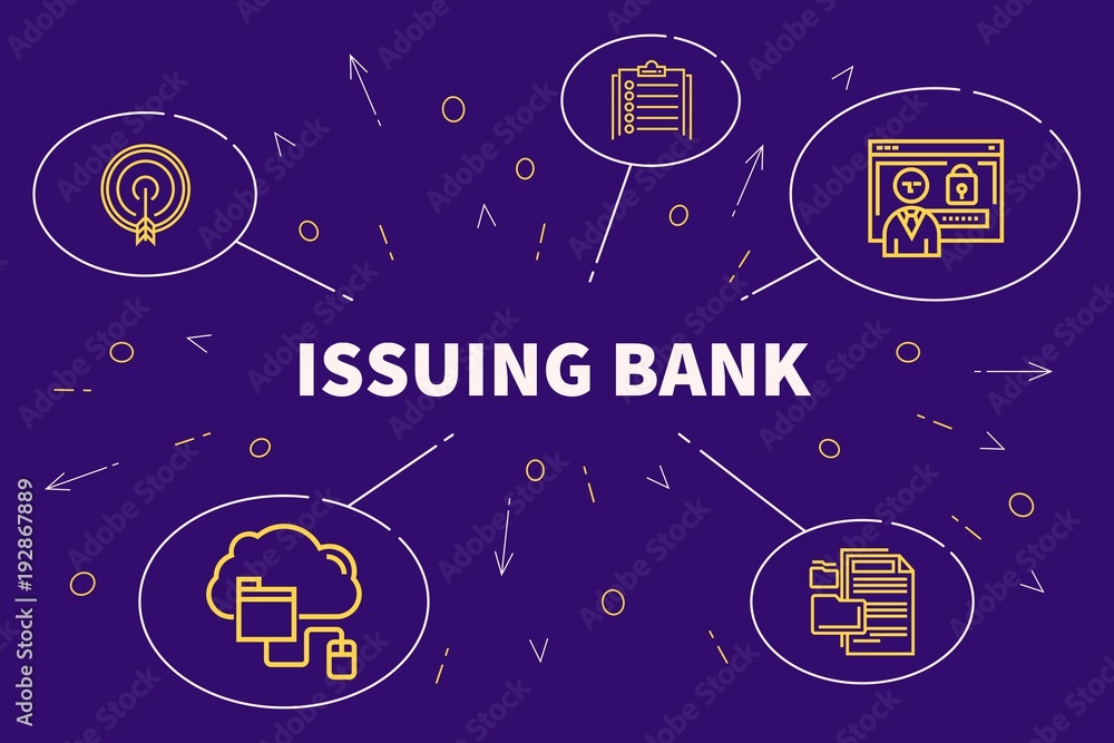 Business illustration showing the concept of issuing bank Business illustration showing the concept of issuing bank