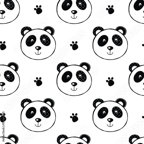 Fototapeta Naklejka Na Ścianę i Meble -  Seamless pattern with panda