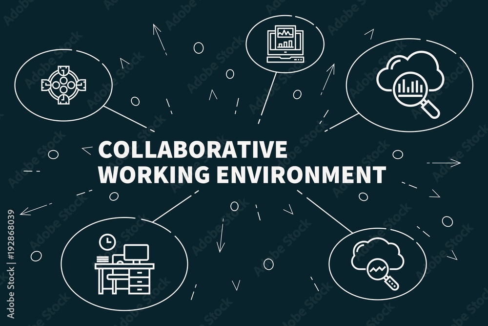 Business illustration showing the concept of collaborative working ...
