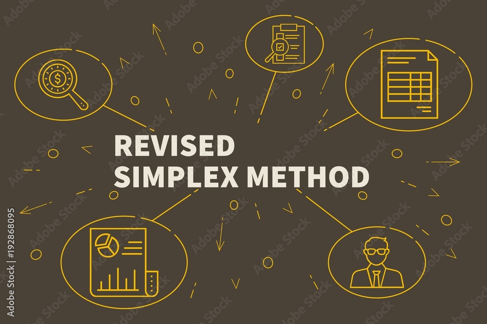 Business illustration showing the concept of revised simplex method - obrazy, fototapety, plakaty 