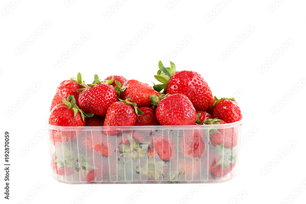 Strawberries in basket isolated on a white background Strawberries in basket isolated on a white background