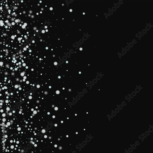 Beautiful falling snow. Scatter left gradient with beautiful falling snow on black background. Cool Vector illustration. © Begin Again