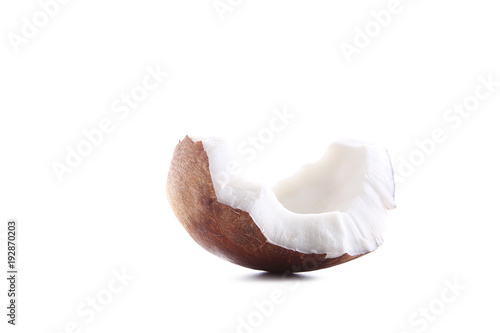 Piece of coconut isolated on a white background