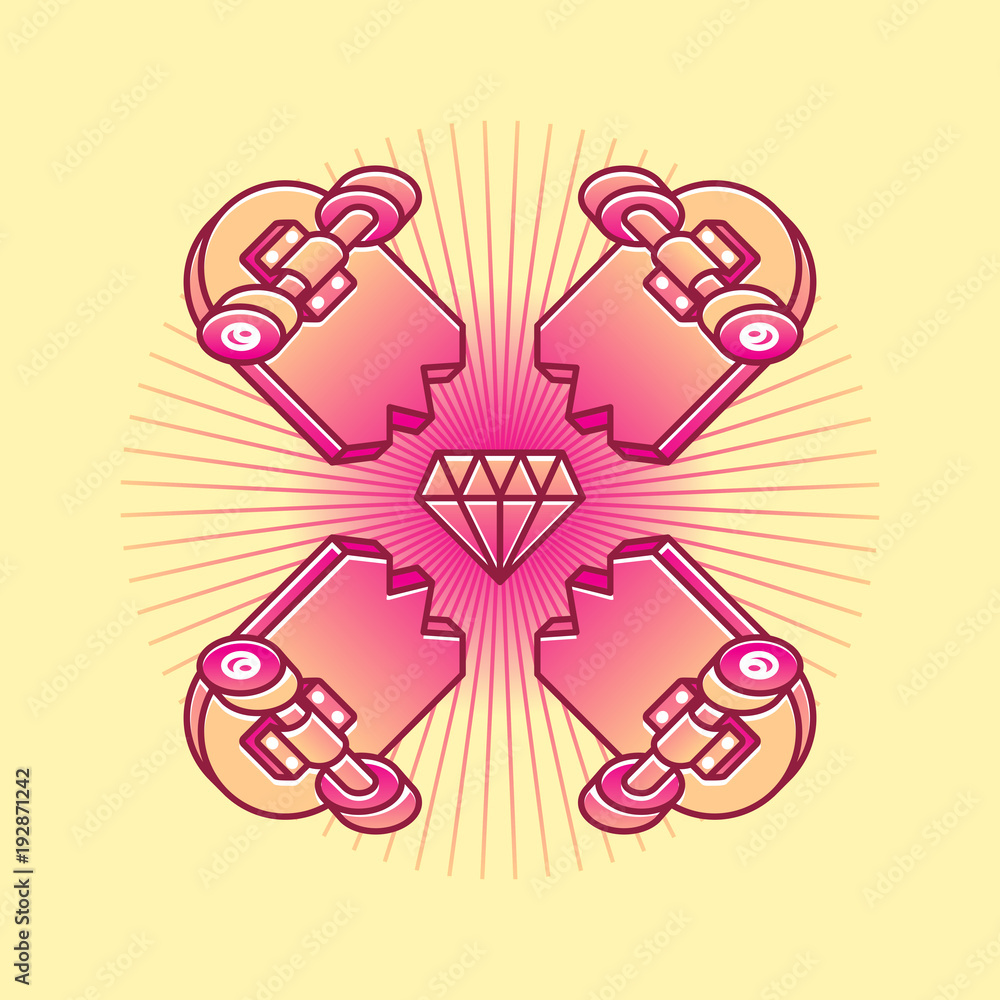 Fototapeta premium Illustration of a modern design, Skateboarding sticker