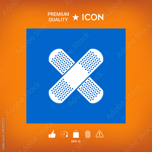 Cross adhesive bandage, medical  plaster icon