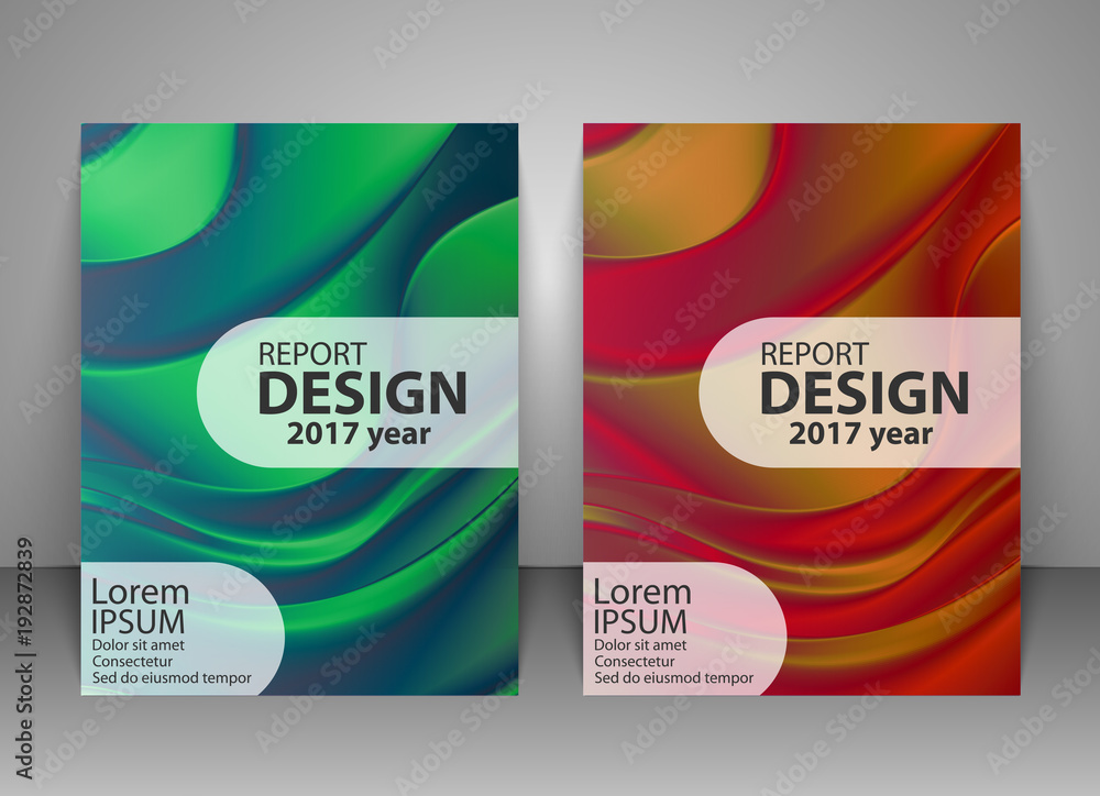 Fototapeta premium Brochure design template. Abstract holographic background. Report, flyer, business layout, presentation template A4 size. Vector illustration.