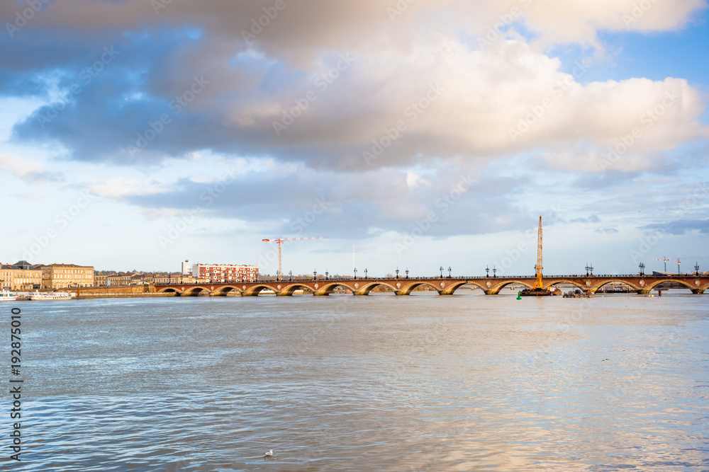 Bordeaux, the Stone bridge on the Garonne River, France Bordeaux, the Stone bridge on the Garonne River, France