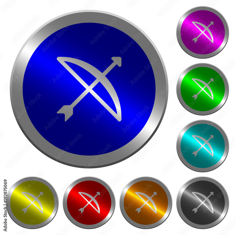 Bow with arrow luminous coin-like round color buttons Bow with arrow luminous coin-like round color buttons