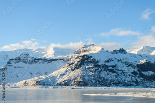 frozen landscape at vatnajokull glacier  Iceland