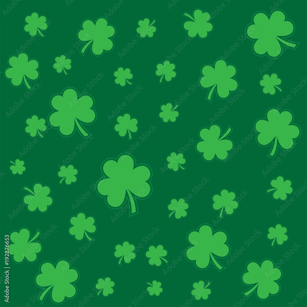 Saint Patrick's Day green shamrock background. Vector holiday icon pattern