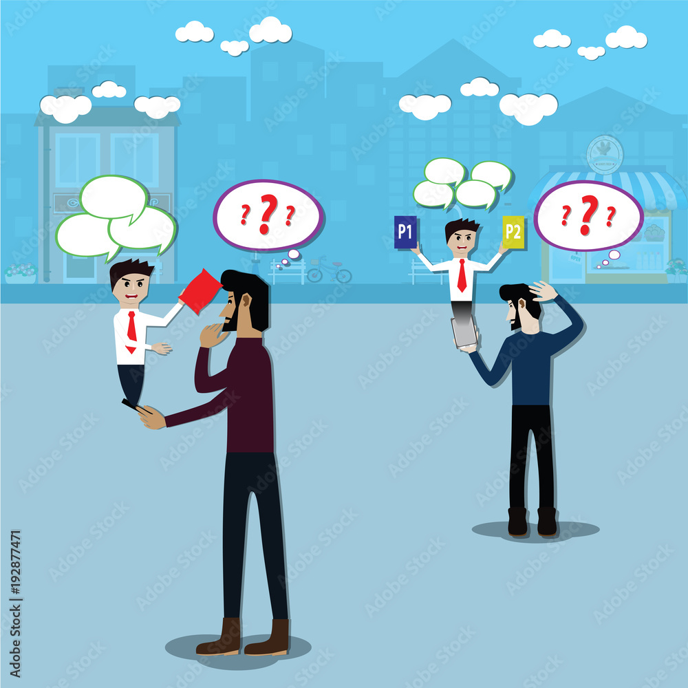 Cartoon online marketing concept,use social application to promote product - vector Cartoon online marketing concept,use social application to promote product - vector