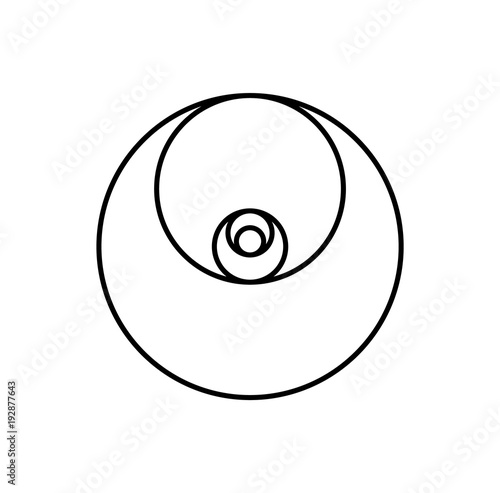 Minimalistic style design. Golden ratio. Geometric shapes. Circles in golden proportion. Futuristic design. Logo. Vector icon. Abstract vector background
