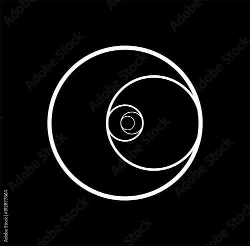 Minimalistic style design. Golden ratio. Geometric shapes. Circles in golden proportion. Futuristic design. Logo. Vector icon. Abstract vector background