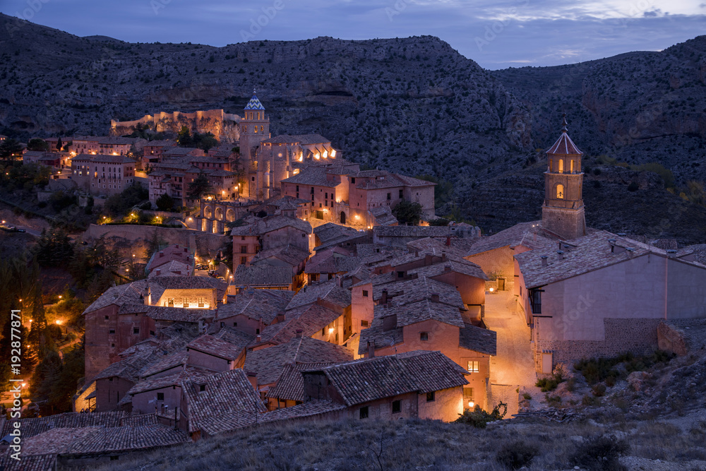 Obraz premium Sunset view of the village of Albarracin. Spain