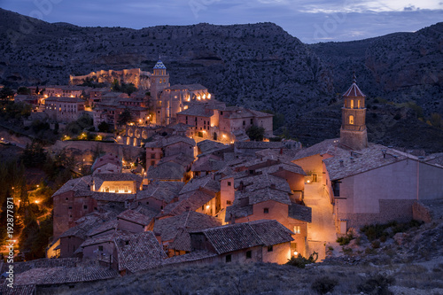 Sunset view of the village of Albarracin. Spain