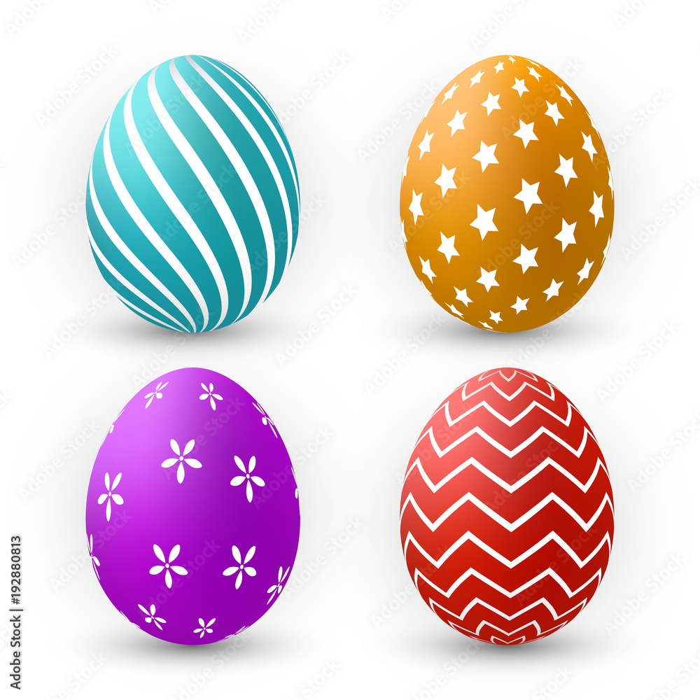Fototapeta premium Color Eggs Collection With Gradient Mesh, design template, Vector Illustration