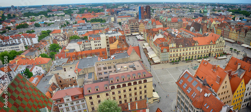 Wroclaw Panorama of the City Center and historical Buildings