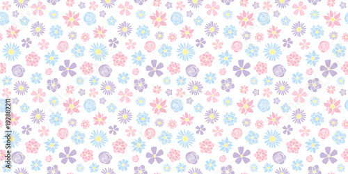 Vintage floral texture. Seamless pattern with hand drawn flowers. Mother's Day, Woman's Day and Valentine's Day. Vector..