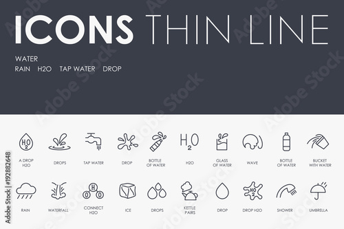 WATER Thin Line Icons