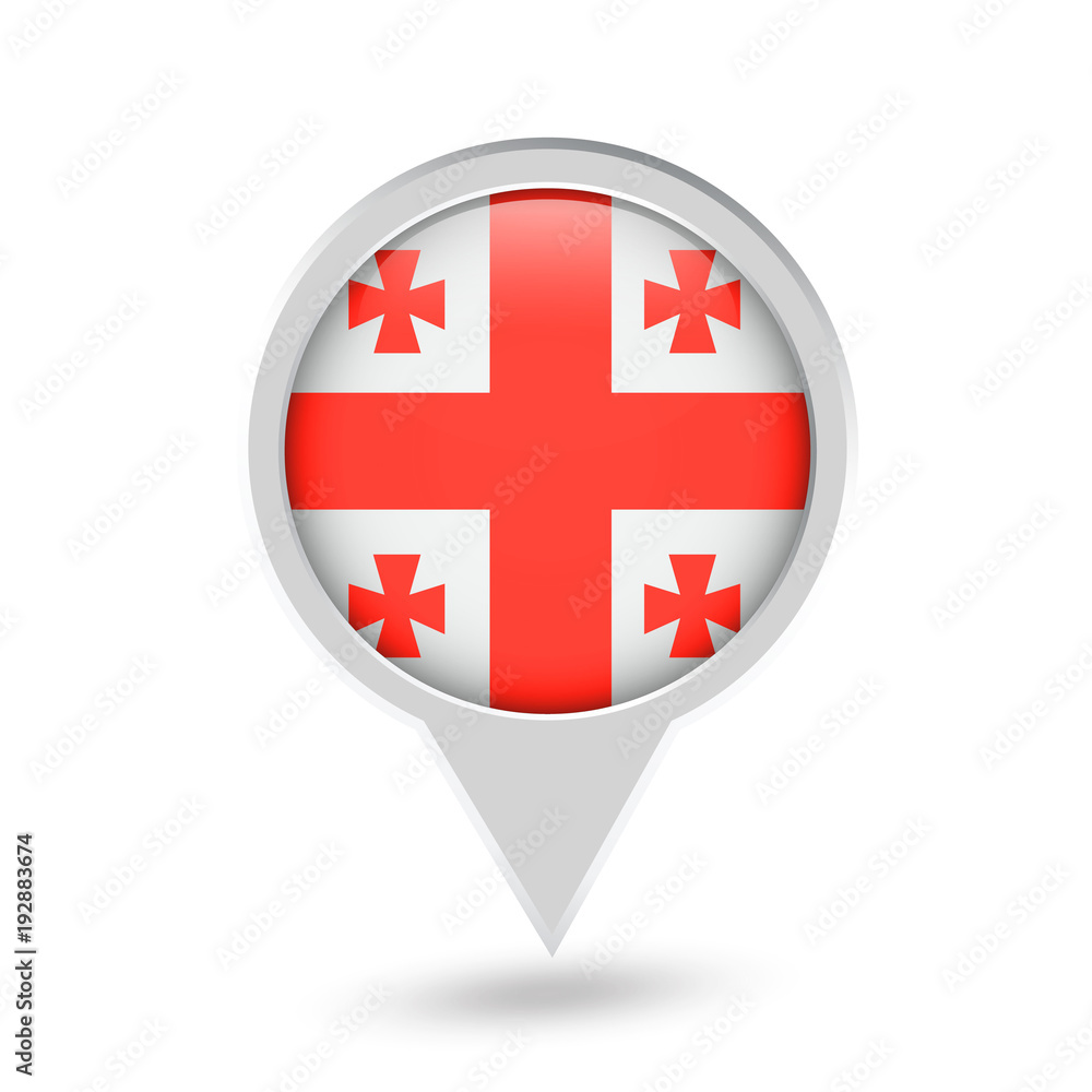 Obraz premium Georgia Flag Round Pin Icon