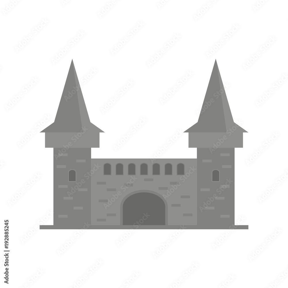 Cartoon fairy tale castle tower icon. fairytale medieval castle.Vector illustration.