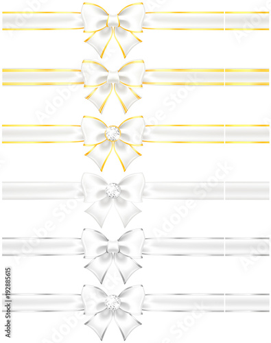 White bows with gold and silver