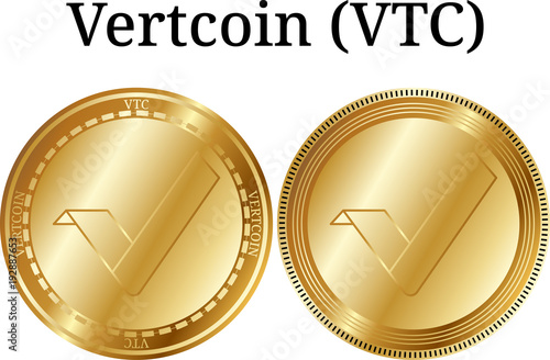 Set of physical golden coin Vertcoin (VTC) photo