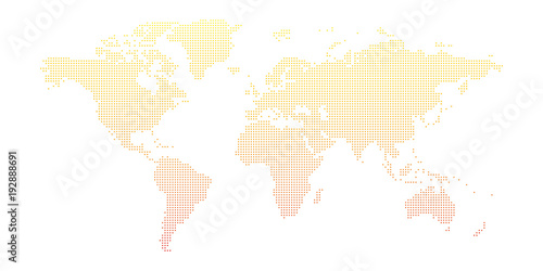 Vector dotted world map isolated on white background.
