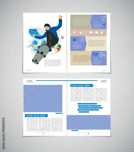 Sport magazine layout with skateboarder trick 