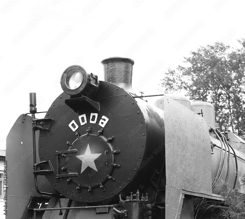 Black and white photo of details of the metal parts of vintage r Black and white photo of details of the metal parts of vintage r