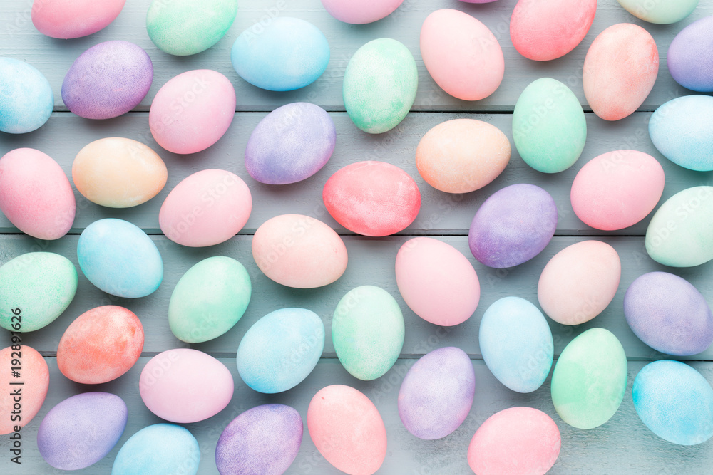 Pastel Easter eggs background. Spring greating card. Pastel Easter eggs background. Spring greating card.