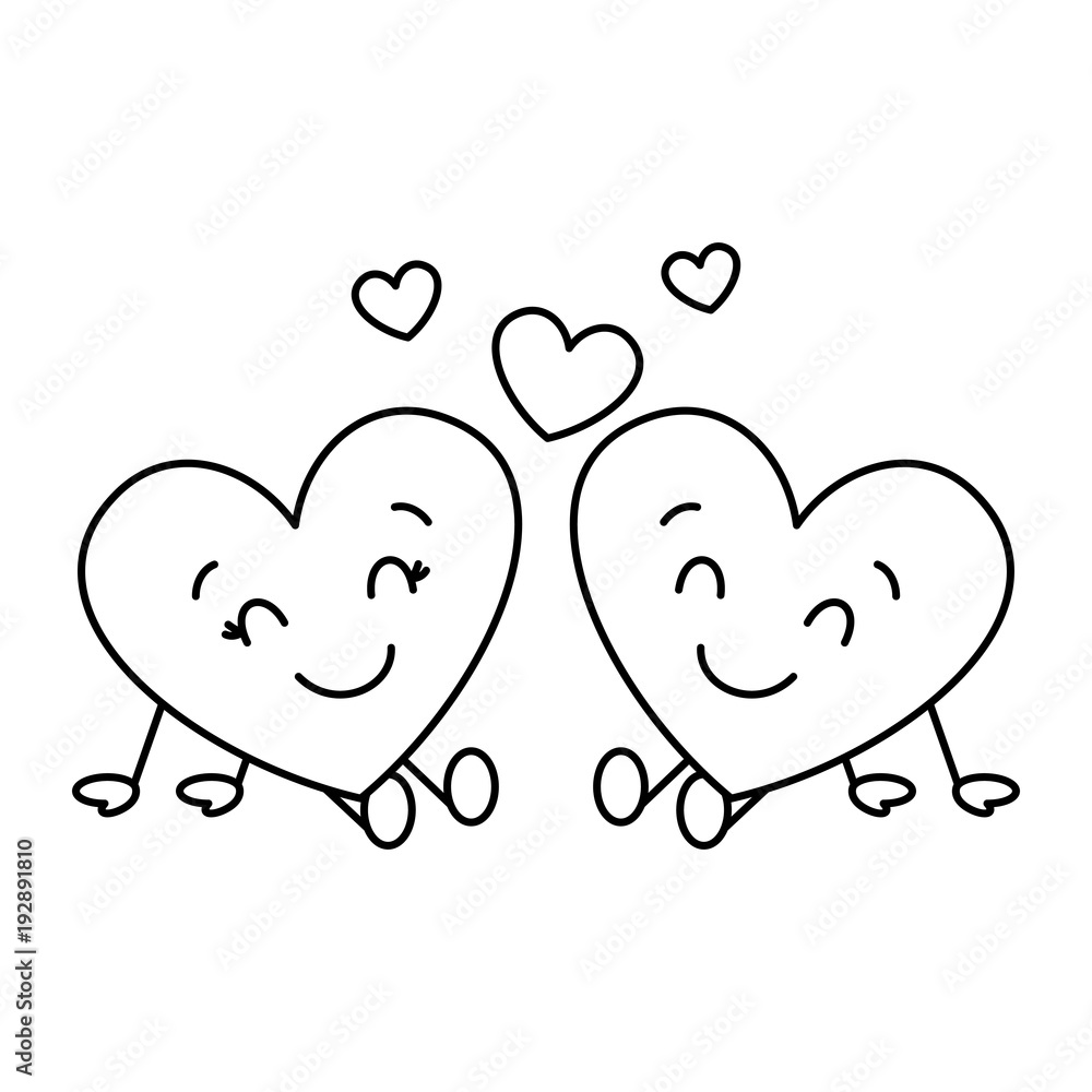 cute hearts couple sitting cartoon love relationship vector ...