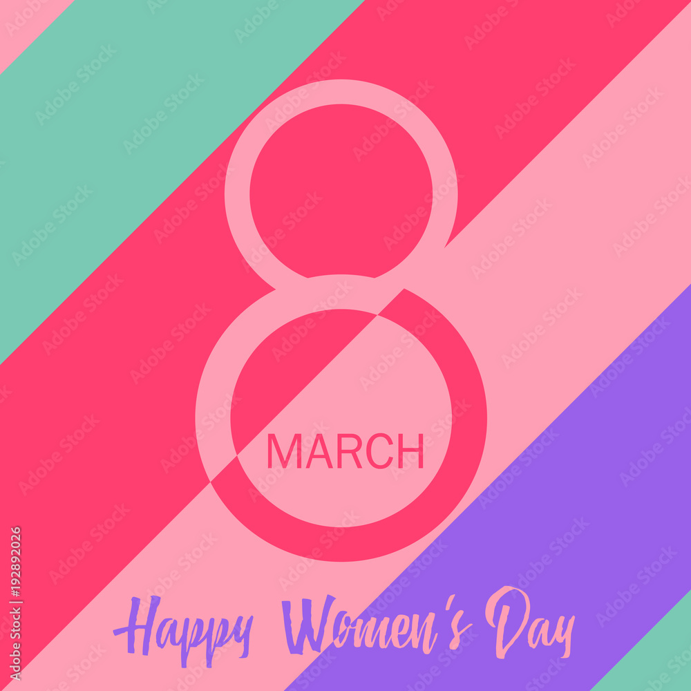 8 March greeting card with hand written text. Women's day greeting card. Vector 8 March greeting card with hand written text. Women's day greeting card. Vector