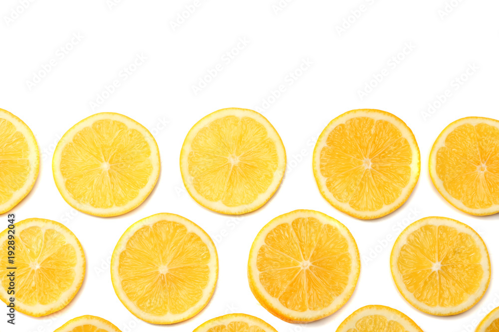 healthy food. sliced lemon isolated on white background top view