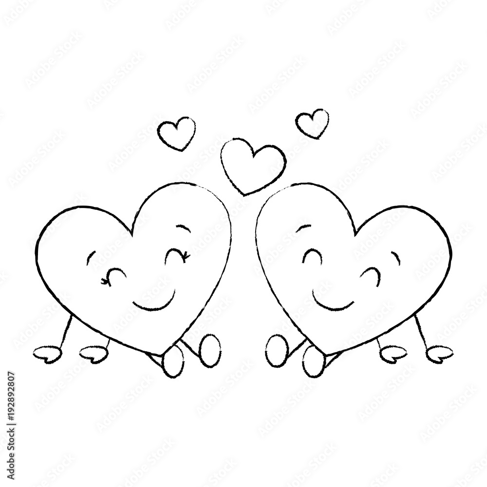 cute hearts couple sitting cartoon love relationship vector illustration  sketch image Stock Vector | Adobe Stock
