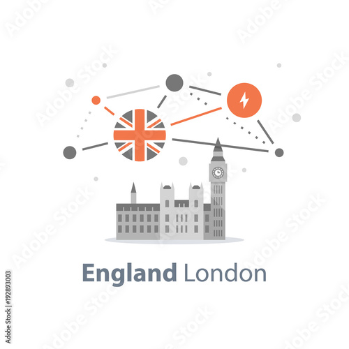 Big Ben tower with clock, London symbol, travel destination, famous landmark, the capital of England, Westminster Abbey