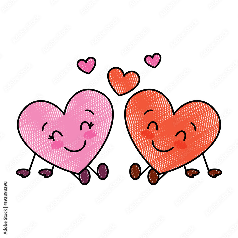 cute hearts couple sitting cartoon love relationship vector illustration  drawing image Stock Vector | Adobe Stock