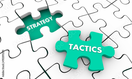Strategy Tactics Accomplish Goal Puzzle Pieces 3d Illustration photo