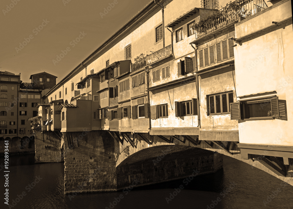 Vintage view of Ponte Vecchio in Florence, Italy