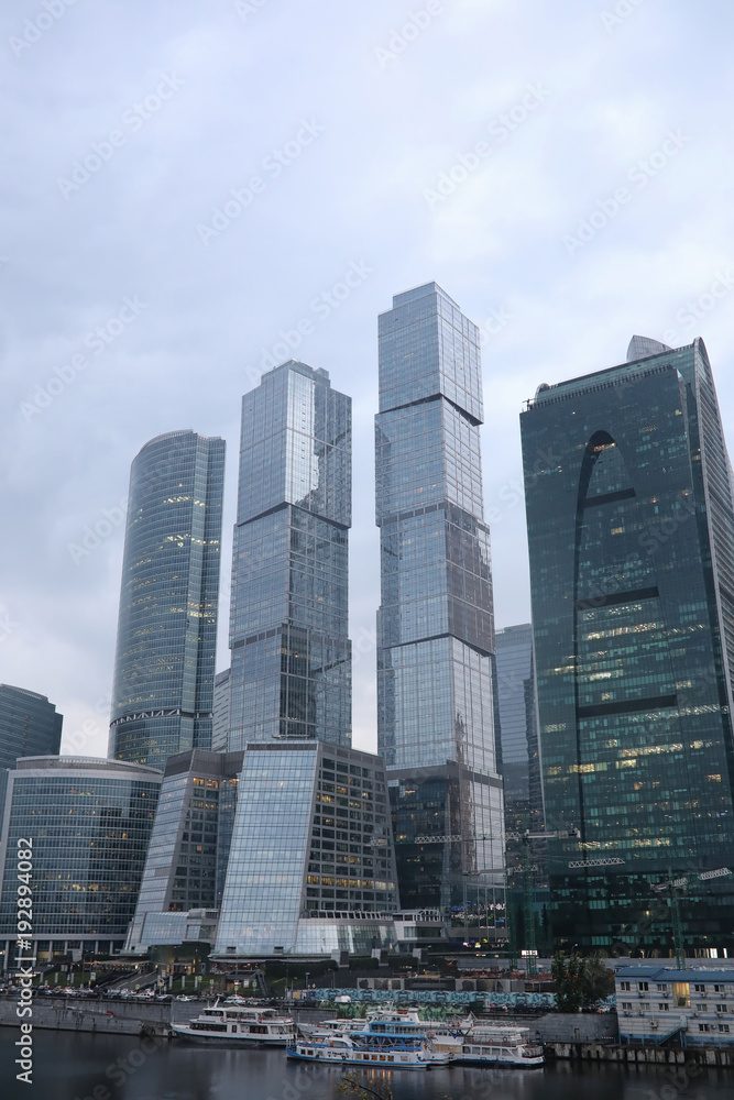 Business center with high skyscrapers Business center with high skyscrapers