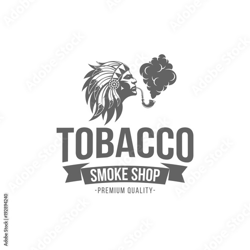 vector illustration badge tobacco isolated of vintage monochrome style for advertising and web design