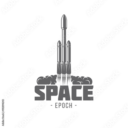 badges rocket vector illustration isolated of vintage monochrome style