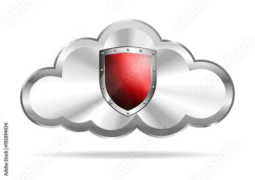 Red Shield Cloud Icon Cloud Computing