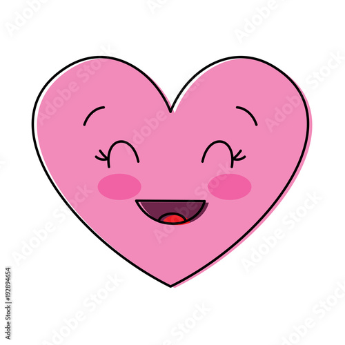 cute cartoon heart smiling happy character vector illustration Stock Vector  | Adobe Stock