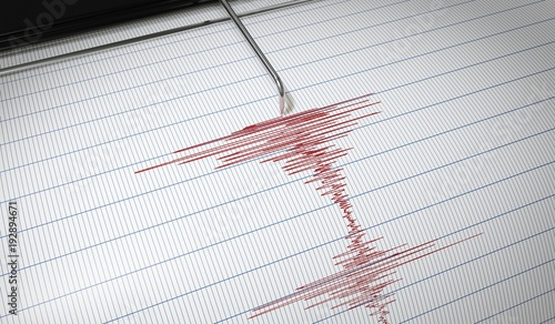 Lie detector or seismograph for earthquake detection is drawing chart. 3D rendered illustration. photo