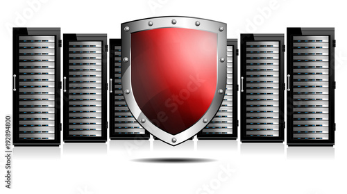 Red Sheild with Servers